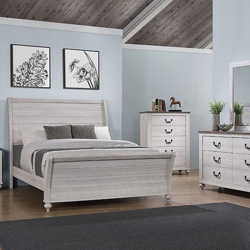 Modern white bedroom suite at Legate's Furniture World